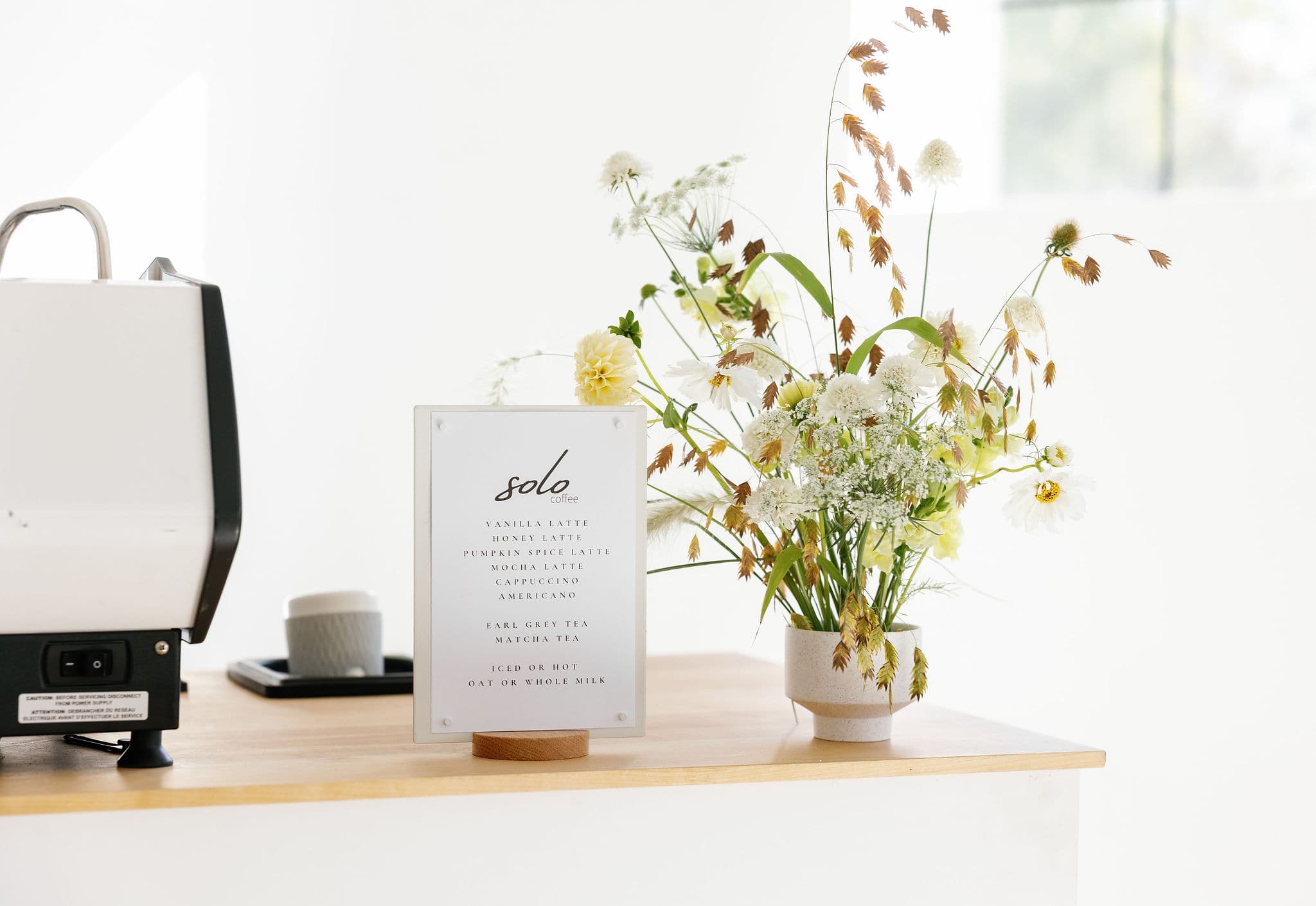 Coffee cart menu display